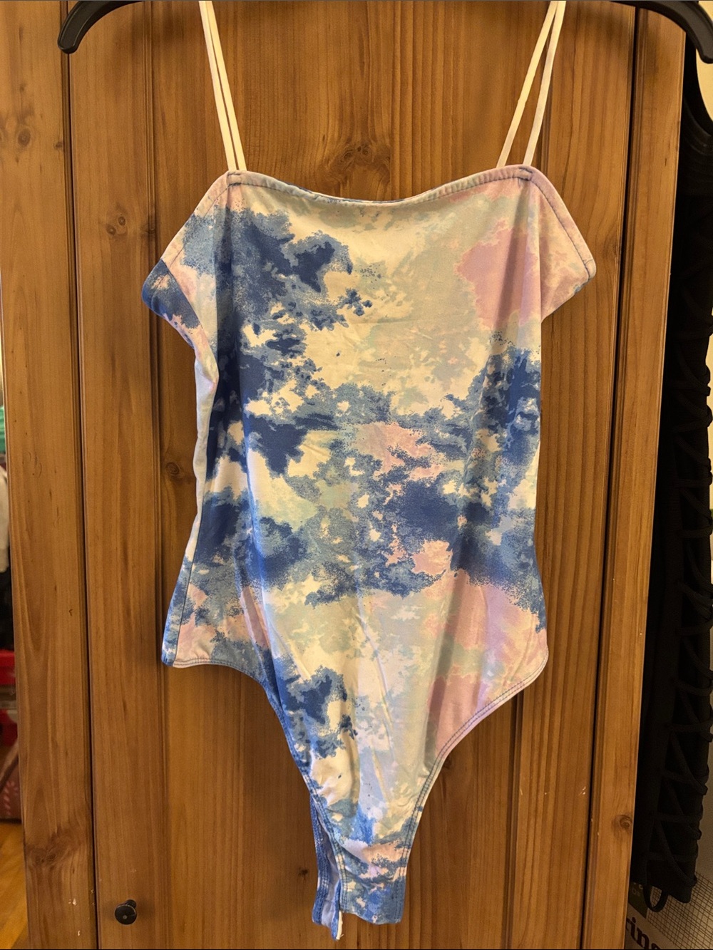 Pastel Blue & Pink Tie-Dye Velvet Bodysuit